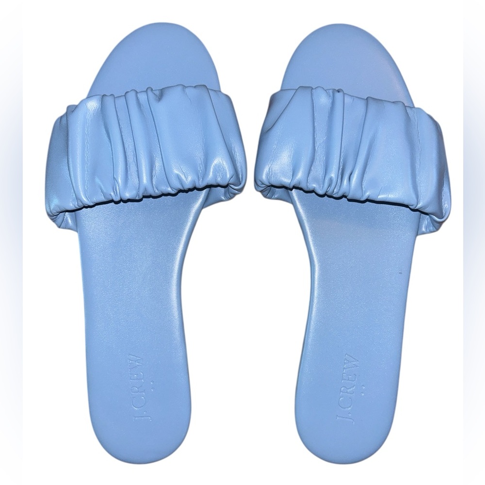 J. Crew Blue Slide Sandals with Ruched Strap - Picture 3 of 4